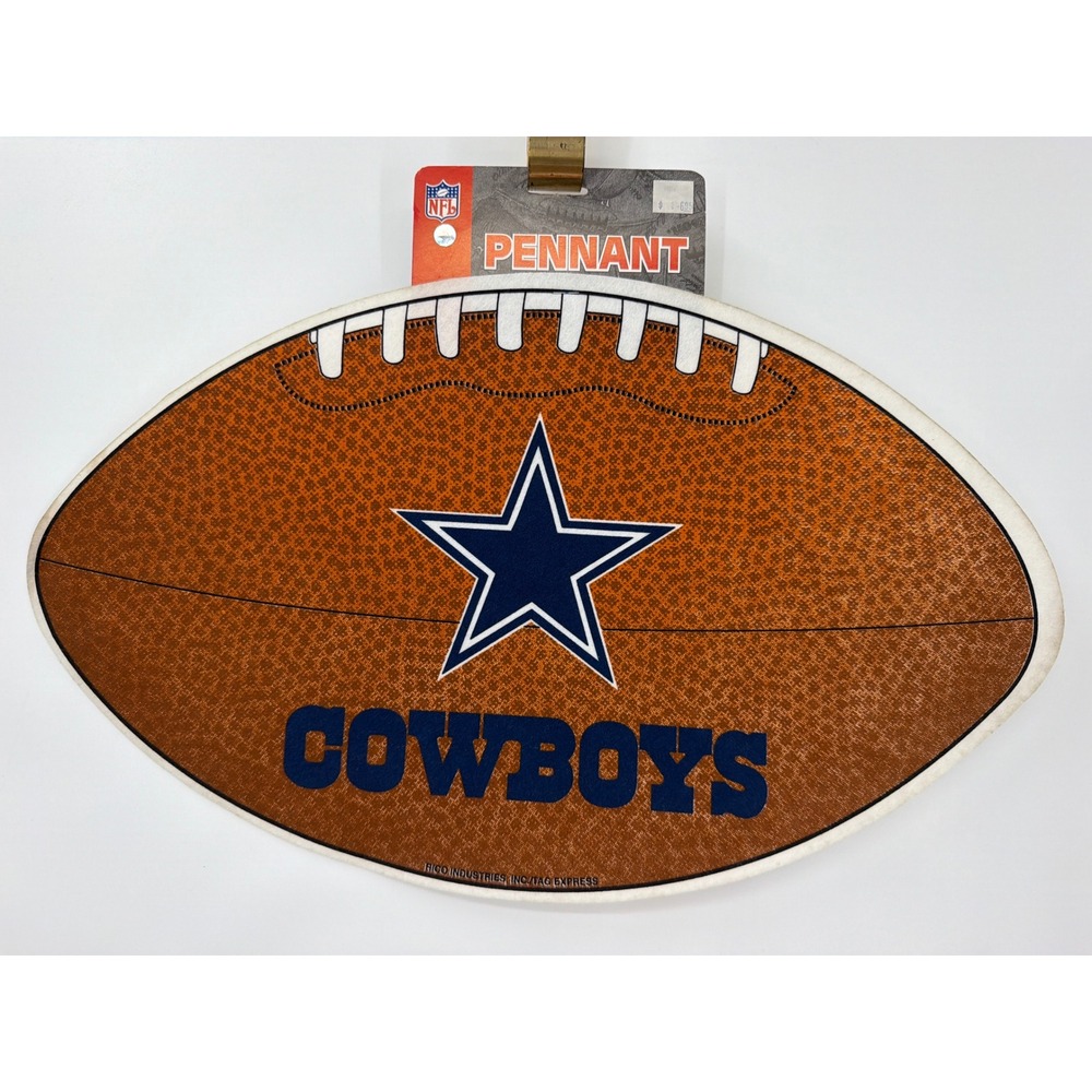 Vintage Dallas Cowboys NFL Football Shaped Pennant Wall Sign Rico Industries USA